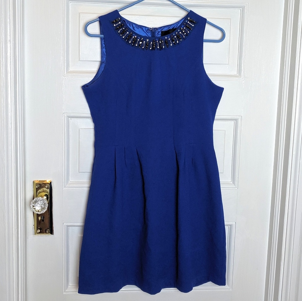 Royal Blue Sleeveless Beaded Dress